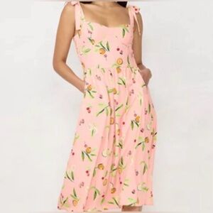 Lauren Conrad Midi Citrus Fruit Dress with pockets L